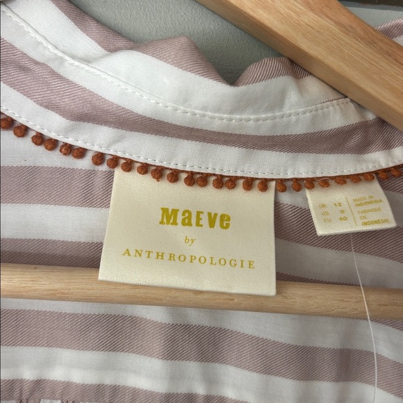 Maeve by Anthropologie Striped Button-Front Blouse — Size 8 - Picture 8 of 8